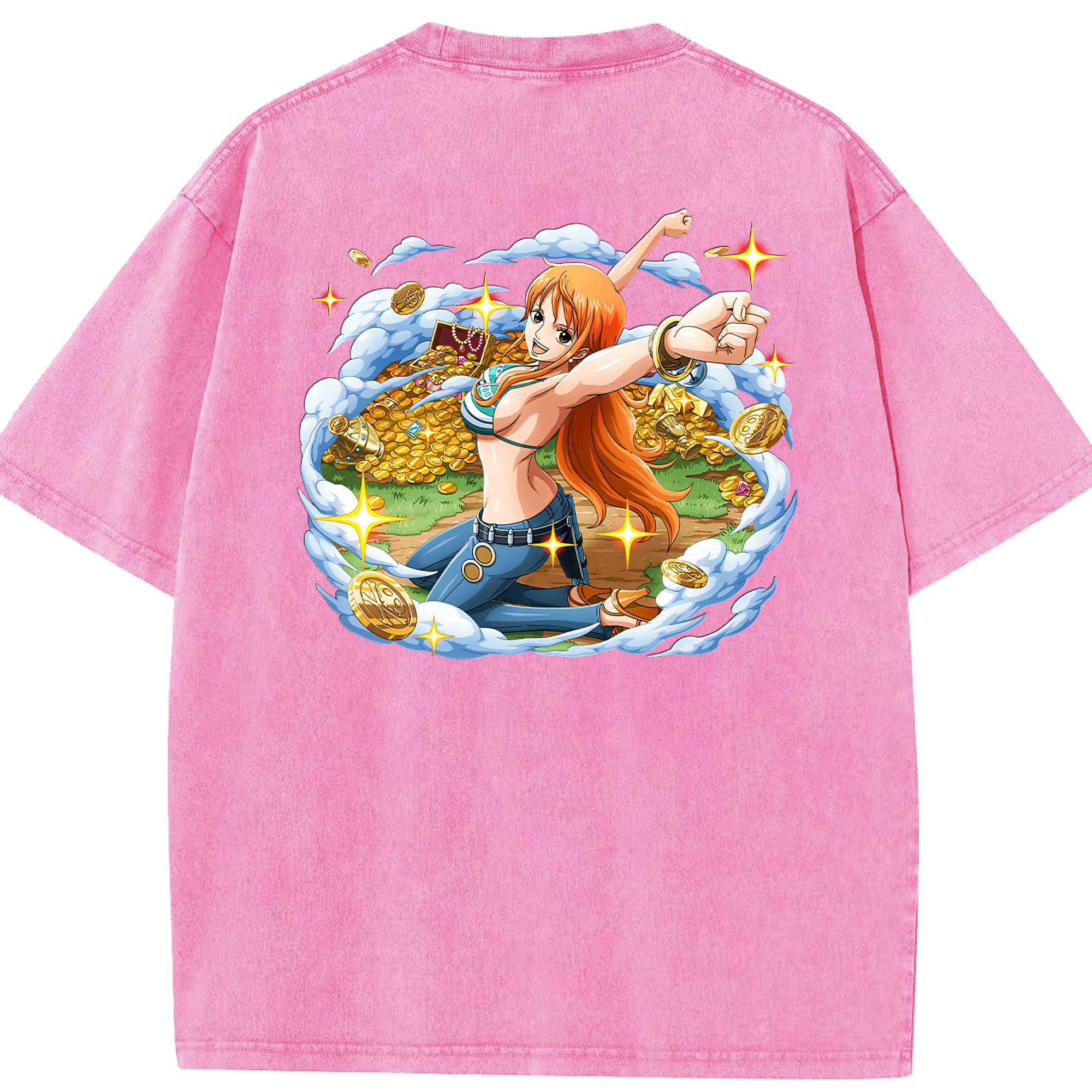 ワンピース ナミ ONE PIECE Nami 綿100% ヴィンテージ風 半袖Tシャツ（背面プリント）